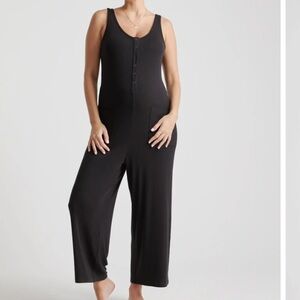 Maternity / nursing tencel ribbed jumpsuit